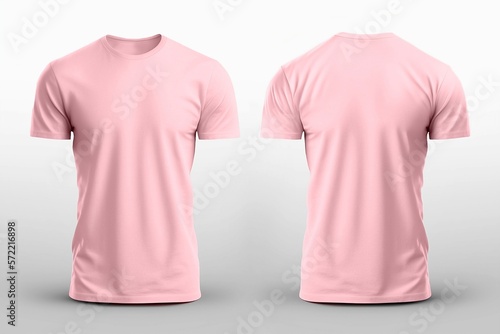 T-Shirt Short Sleeve for Men's. For mockup (3d rendered / Illustrations) Pink front and back