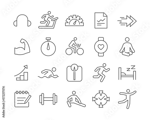 Fitness Icons - Vector Line. Editable Stroke.