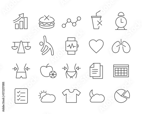 Fitness Icons - Vector Line. Editable Stroke.