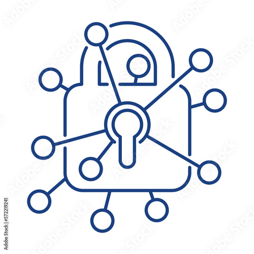 Data security Icon - padlock with connection lines