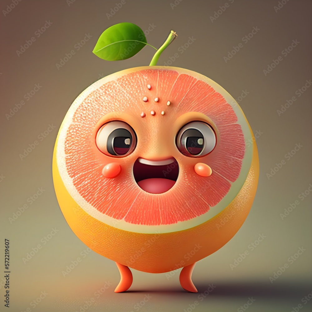 This cute and smiley grapefruit fruit emoji character with its big eyes is sure to add some