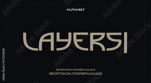 layers Abstract Fashion Best font alphabet. Minimal modern urban fonts for logo, brand, fashion, Heading etc. Typography typeface uppercase lowercase and number. vector illustration full Premium look
