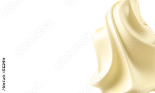 Flowing realistic liquid mayonnaise on transparent background.Spreading cheese, cream, milk, cream or yogurt.