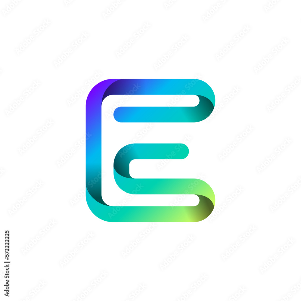 Ribbon font alphabet, English uppercase 3d letter E, vector illustration 10EPS Ribbon font alphabet, English uppercase 3d letter E, vector illustration 10EPS