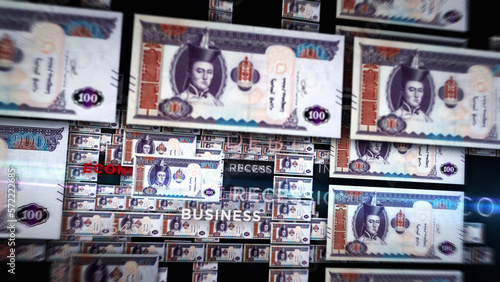 Mongolia Togrog growing pile of money concept 3d illustration