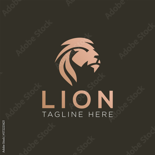 King Lion Head Logo, Lion Strong Logo Golden Royal Premium Elegant Design