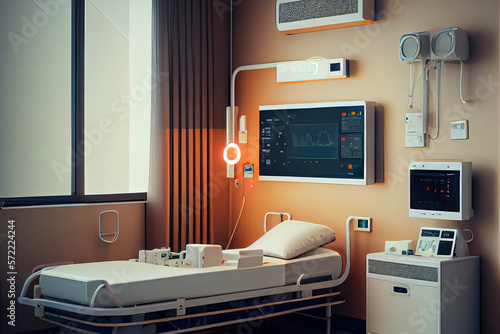 Interior of contemporary hospital room. Generative Ai