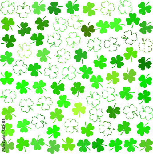 Green clover or shamrock pattern background for St. Patrick s Day.  