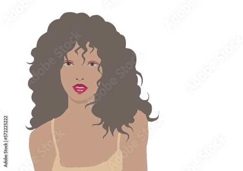 a girl with long hair digital art for card decoration illustration