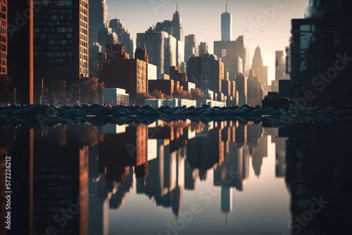 City in the morning. Generative ai