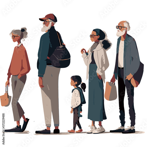 diverses Menschen Set. Alte und junge Menschen. editierbar. Transparenter Hintergrund. Illustrationen. Für Architektur / Städtebau / Raumplanung Renderings