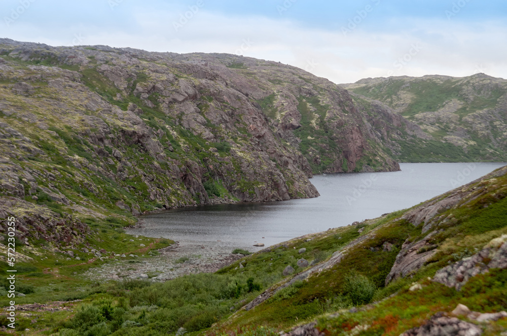 Obraz premium Summer landscape with lake, rocks and forest
