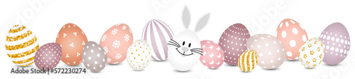 Weißes Hasenei & Ostereier Muster Banner Verschiedene Farben/Gold