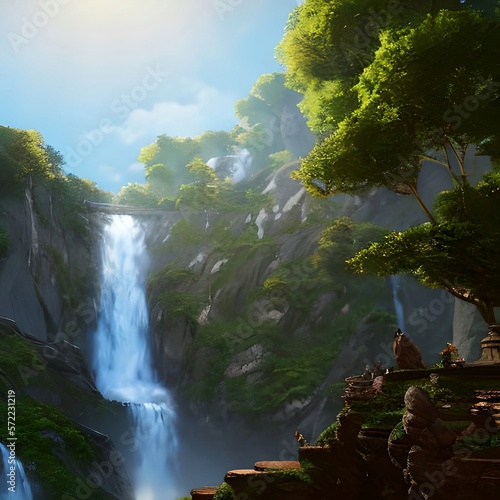 waterfall in the jungle - rocks and beautiful scenery © Arya