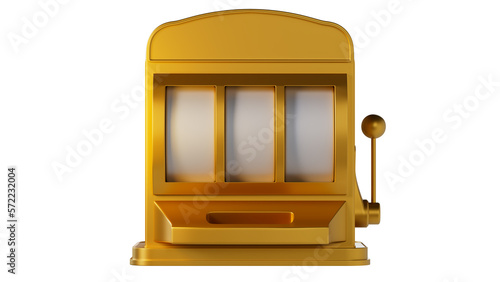 Amazing 3D render of the retro gold casino. Gold handle for spinning.
