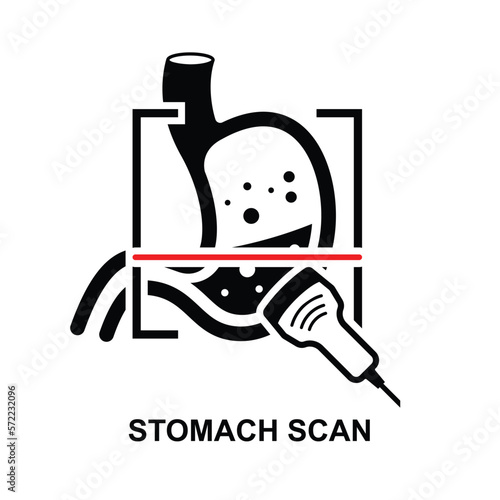 Stomach scan icon.Ultrasound diagnostic of stomach isolated on white background vector illustration.