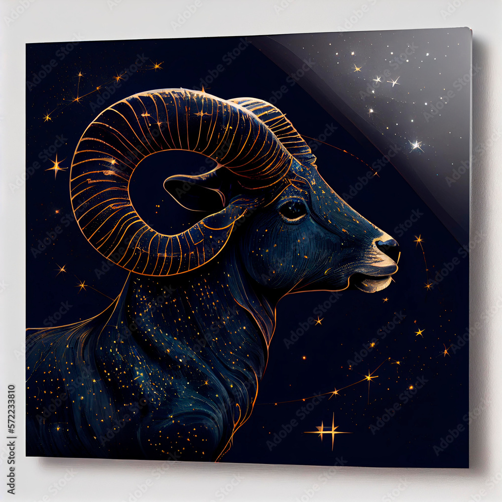 Zodiac sign Capricornus, starry night, highly detailed, dark smooth