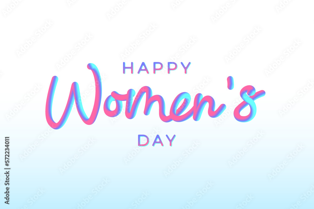 Happy Women's Day. 3d lettering. Handwritten text. Vector illustration.