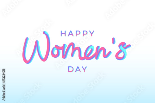 Happy Women's Day. 3d lettering. Handwritten text. Vector illustration.
