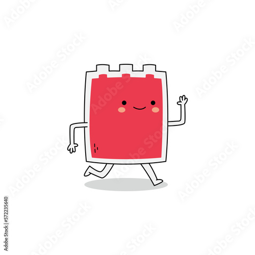 Cute blood bag cartoon character running