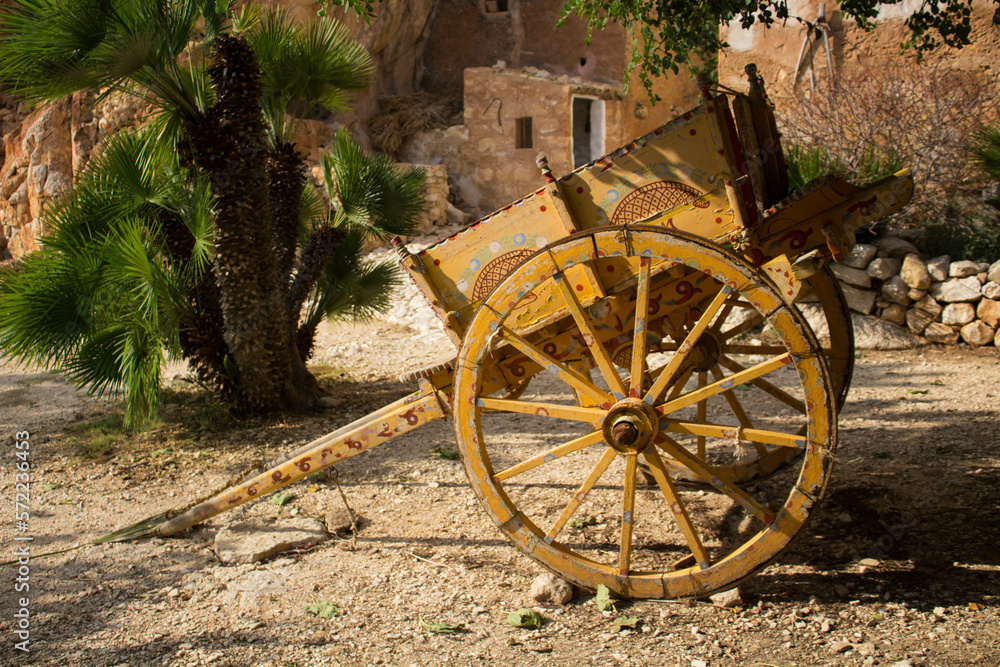 Sicilian cart for the transport of people and things typical of the Sicily region in Italy
