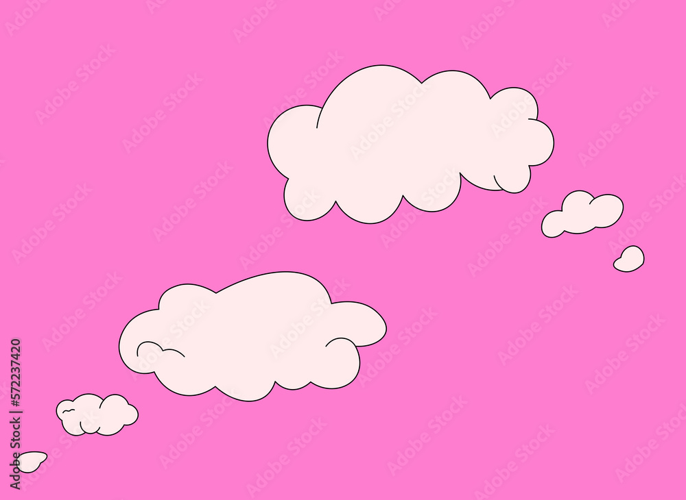 Set of two speech bubble clouds on a pink background