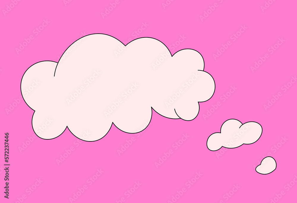 Speech bubble clouds on a pink background (right) 