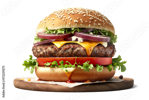 Beef Burger on a Transparent Background - Generative AI