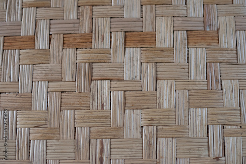 Weaved bamboo flooring  light brown color. Weaving is the use of small and long materials to polish or weave together to become a work piece