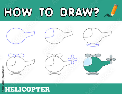 How to draw helicopter step by step drawing tutorial for children