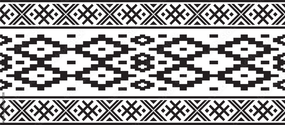Vector monochrome seamless Belarusian national ornament. Ethnic endless black border, Slavic peoples frame. Vector monochrome seamless Belarusian national ornament. Ethnic endless black border, Slavic peoples frame.