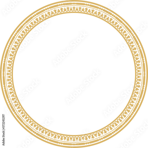 Vector round gold seamless classic byzantine ornament. Infinite circle, border, frame Ancient Greece, Eastern Roman Empire. Decoration of the Russian Orthodox Church..