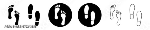 Human foot step different vector icon. Footprint barefoot and footwear illustration.