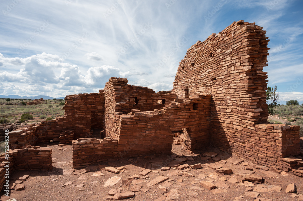 Detail of the remains of the ancient Wupatki settlement, in Wupatki National Monument