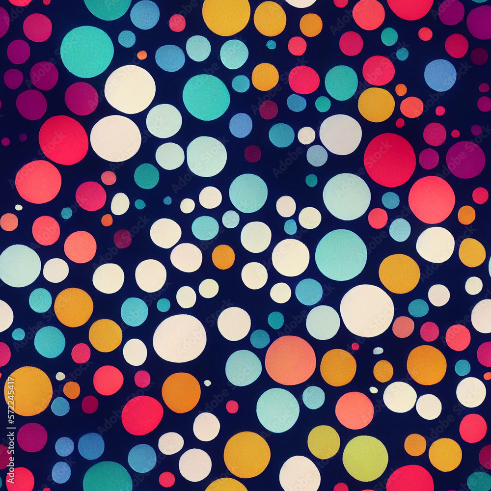 Seamless pattern with colorful balls with background blue color, Generative AI