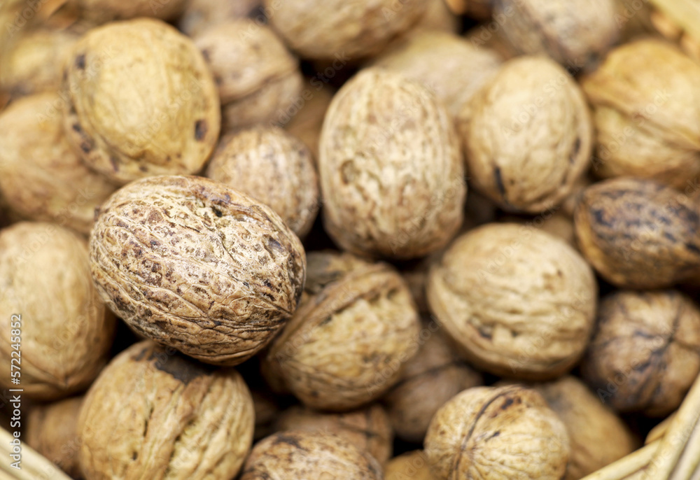 organic shelled walnuts in wicker basket organic shelled walnuts in wicker basket