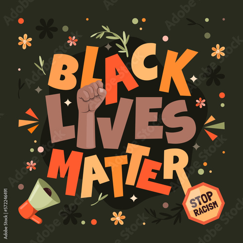 Ilustración de letras texto vidas negras importan 