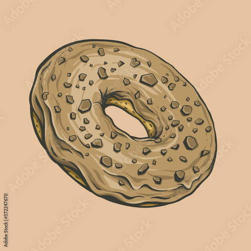 Vector donut with glaze and chocolate sprinkles, suitable for use as a design element, menu, packaging, advertising or restaurant decoration.