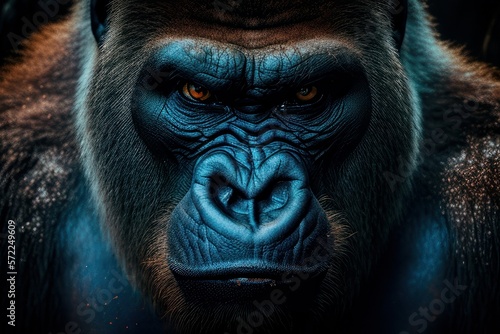 Close up of gorilla face, Generative AI