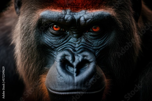 Close up of gorilla face, Generative AI
