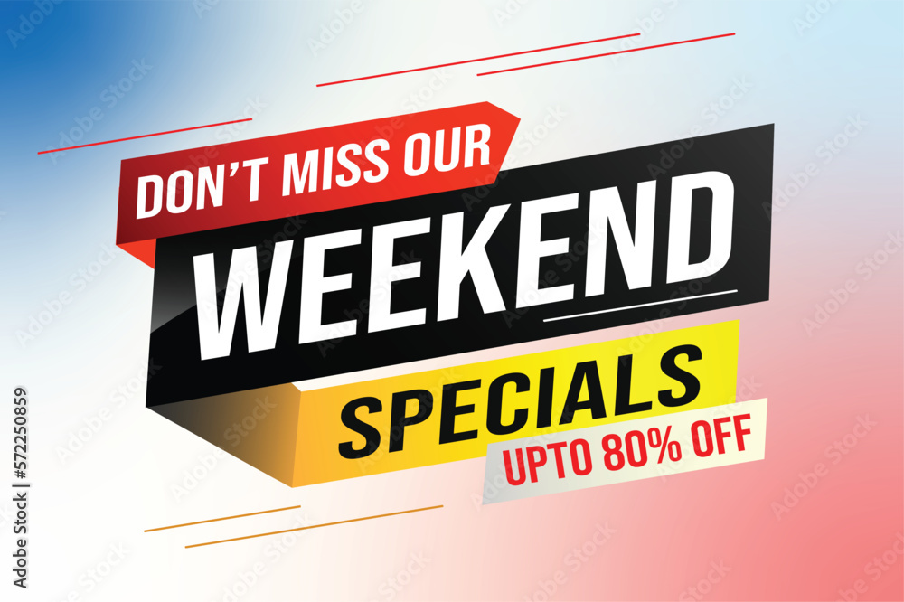 Weekend Special sale tag. Banner design template for marketing. Special offer promotion retail. background banner modern graphic design for advertising store shop, online store, website, landing page