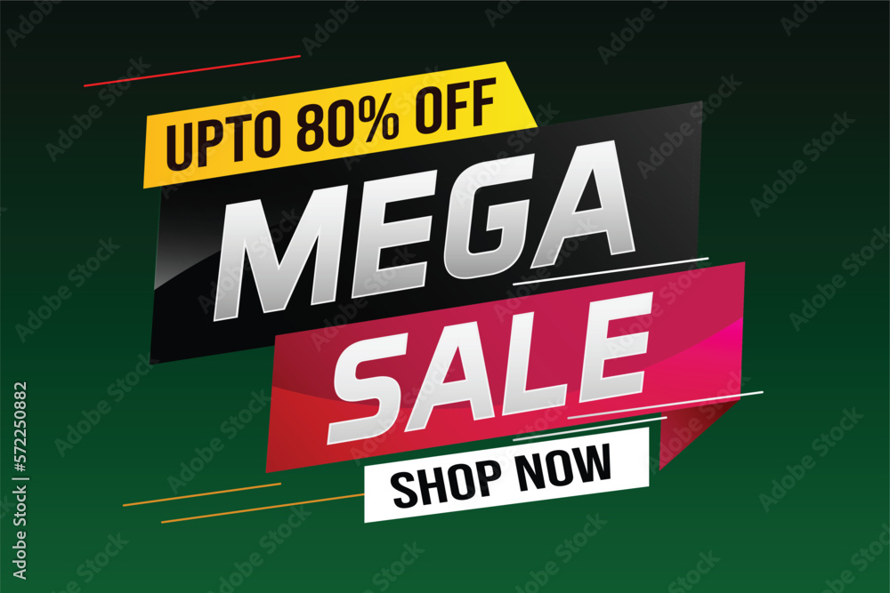 mega sale word concept vector illustration with lines and 3d style, landing page, template, ui, web, mobile app, poster, banner, flyer, background, gift card, coupon, label, wallpaper	