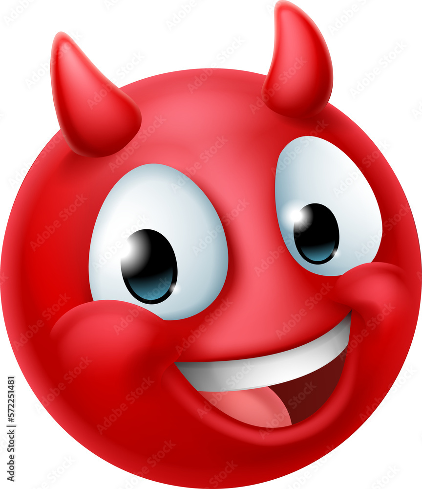 Fototapeta premium Devil Emoji Emoticon Man Face Cartoon Icon Mascot