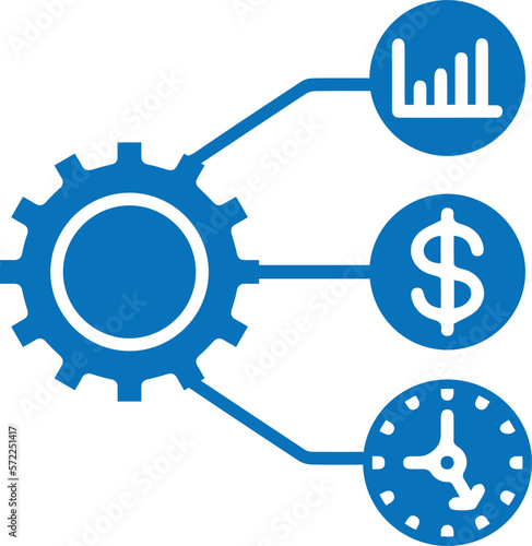 Efficiency icon, management icon blue vector
