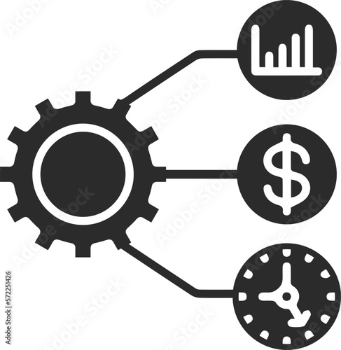 Efficiency icon, management icon black vector