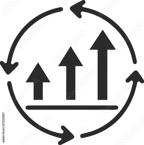 Improvement icon, progress icon black vector