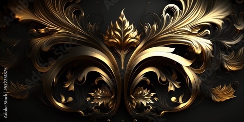 Royal Luxury Black And Gold Ornament Texture Background