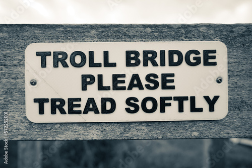 Troll bridge sign. Fun sign for children's fantasy play 