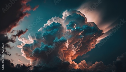 Volumetric storm clouds paining style generative ai © Roman
