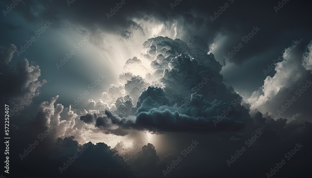 Obraz premium Volumetric storm clouds paining style generative ai